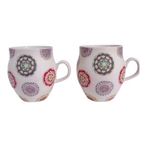 Mug Set World Market Set Of 2 Multicolor Coffee Tea  “Kaleidoscope”